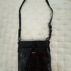 Black Crocodile Pattern Crossbody Bag